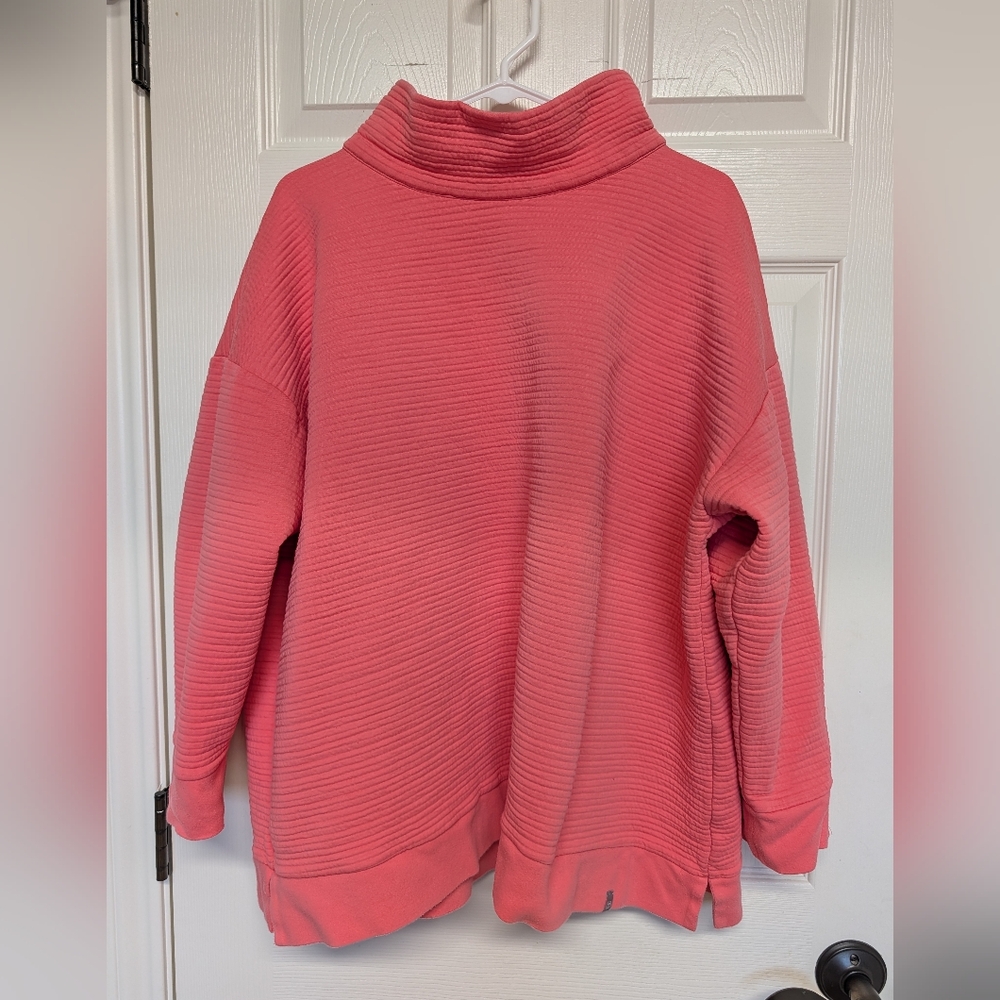 T By Talbots Ottoman Quilted Mock Neck Sweater 3x Pink Cotton Comfy Lounge Cozy